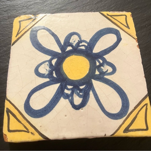 Mexican Hand Painted Terra-Cotta Talavera Vintage Tiles Set of 4 - Picture 12 of 16